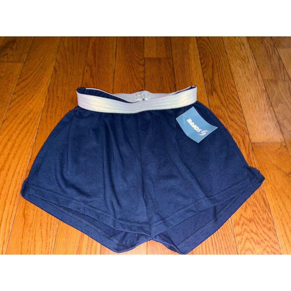 Soffe Authentic Jersey Shorts Navy Blue Elastic Waist Athletic Cheer Junior Med